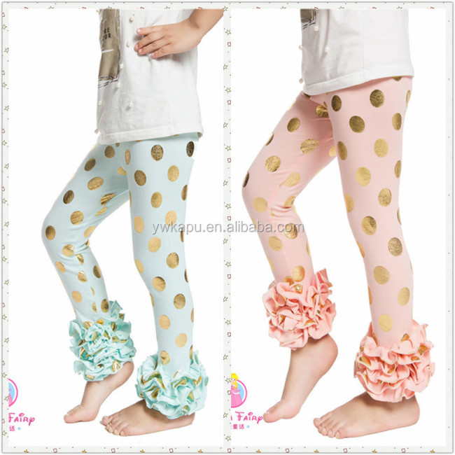 YIWU Factory Wholesale Children's Clothing pants Gold Polka Dot Toddler Leggings Triple Icing Capri