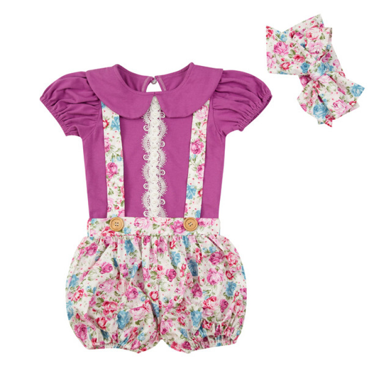 Fashion Baby Girl Clothing Sets Short Sleeve Shirt And Suspender Pants Suits