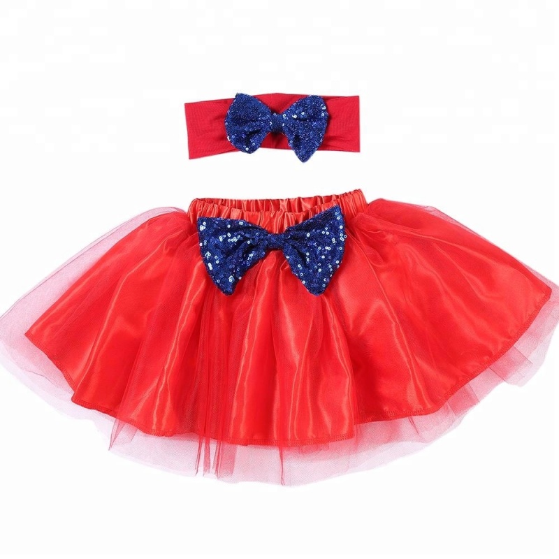 Wholesale Baby Girl Colorful Fluffy Pettiskirts Patriotic Chiffon Tutu 4th of July Princess Skirts