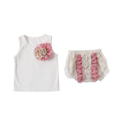 Toddler Kids Baby Girls Clothes set Summer Sleeveless Lace Top and Bloomer Outfit Set 