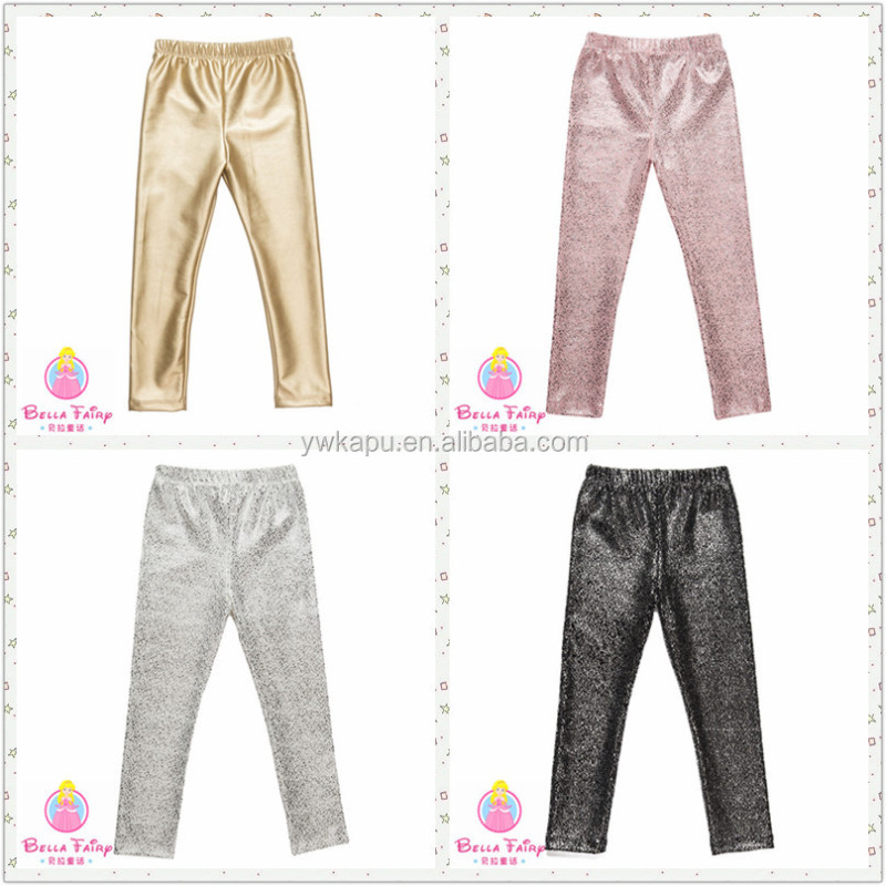 Top selling kids autumn winter pants girl's PU leather leggings sequin leggings