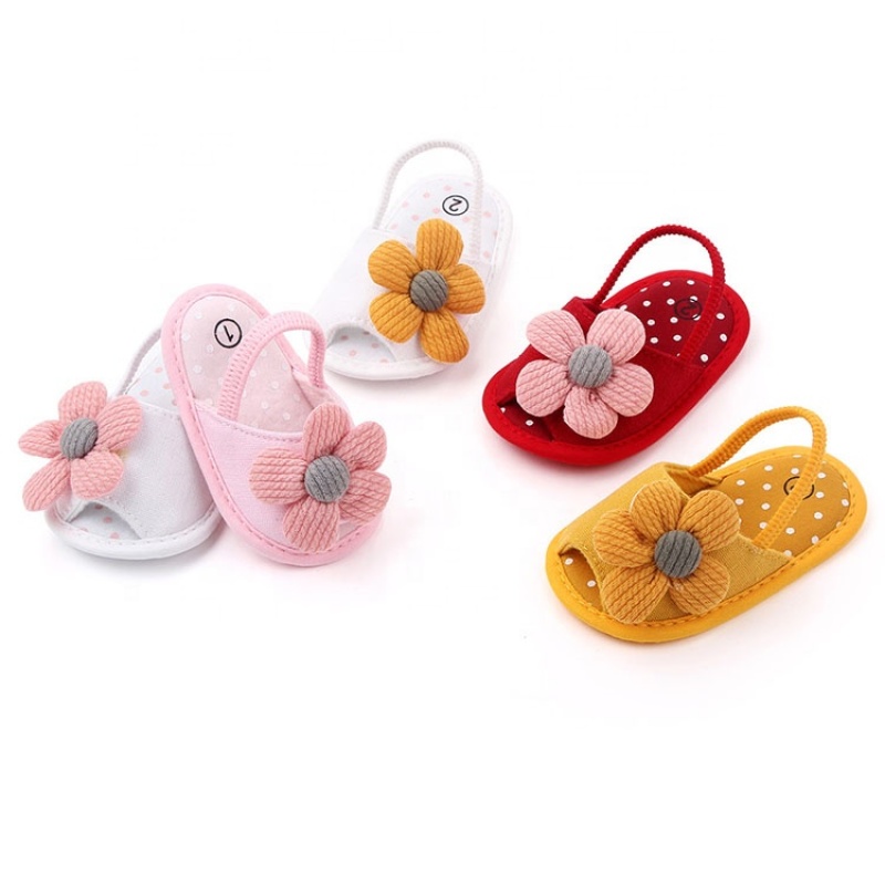 Factory cute trendy fashionations customized slide-on flower baby girl sandals
