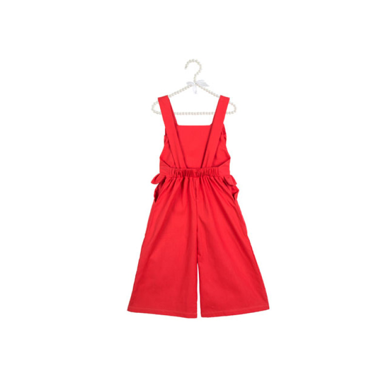 Wholesale solid color cotton children suspender pants baby red ruffle long pants
