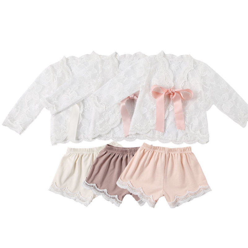Adoarable Toddler Kids Girls Lace Tops T shirt Flower Shorts Outfits Summer Clothes Set
