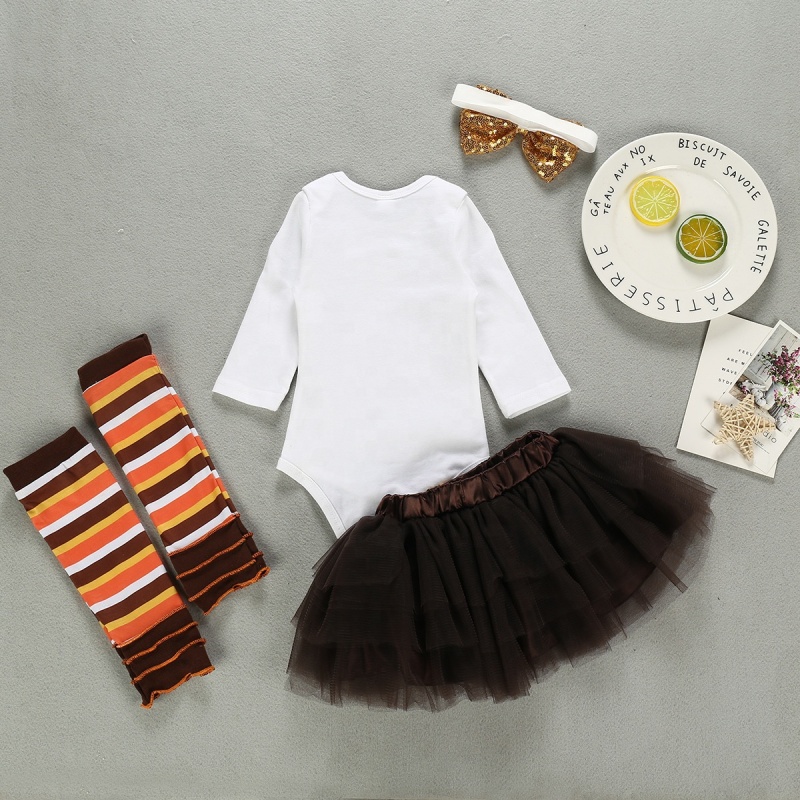 Thanksgiving day   organic cotton   trendy baby romper legs warmer sequin bow headband clothes set