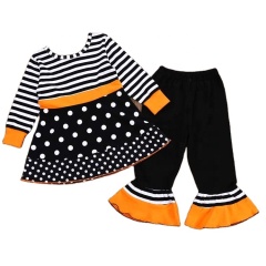 2021 autumn halloween black polka dot stylish dress flared pants toddler girl designer clothing
