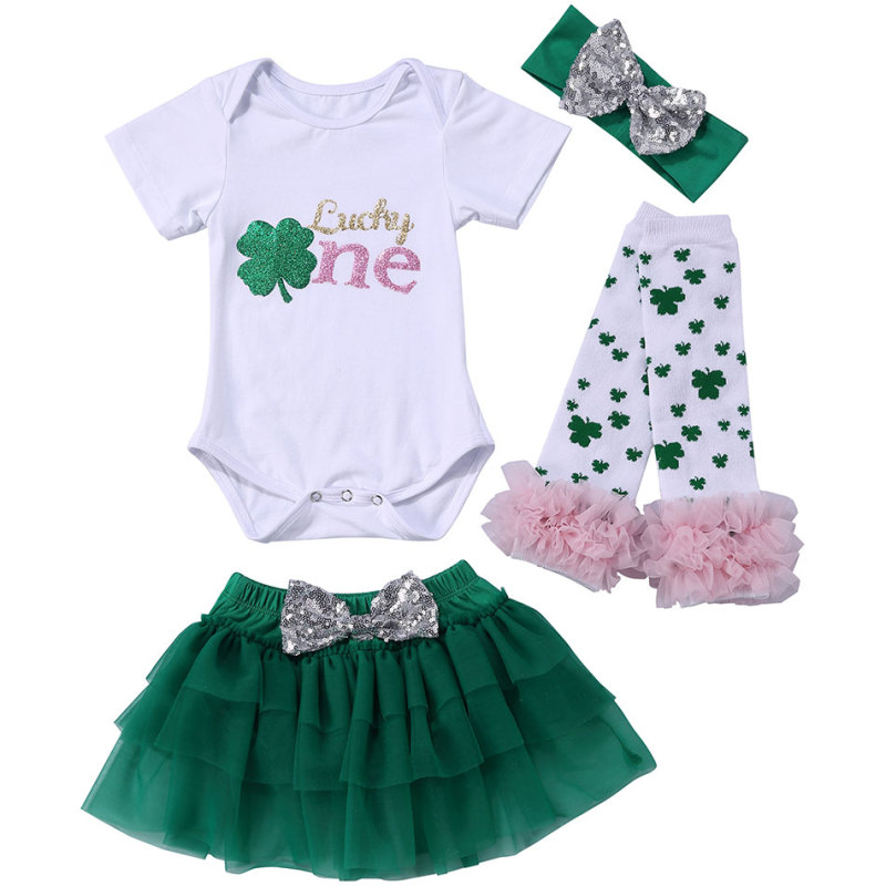 New Boutique Kids St Patrick's Day Clothes Baby Romper Toddler Girls Outfit
