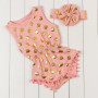 2018 Baby boutique clothes Hot stamping polka dot romper baby girl bodysuit pompom romper
