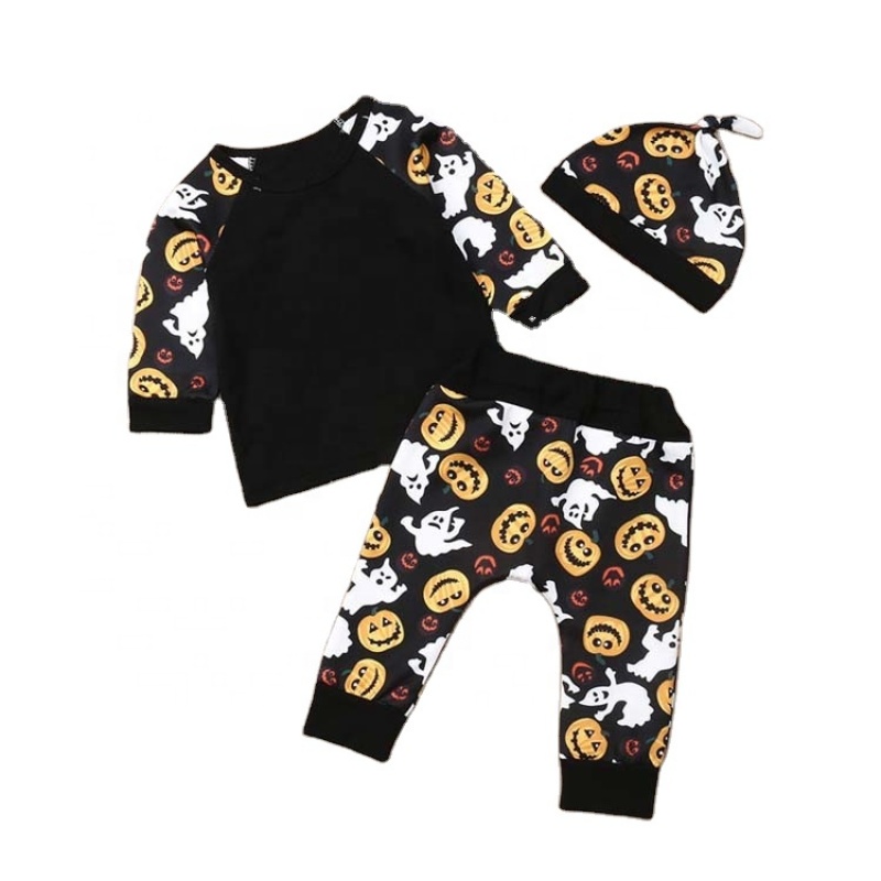 New arrival fall pumpkin black long sleeve pants baby boy toddler clothes