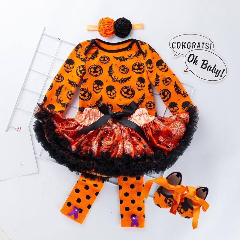 Halloween luxury 2021 girls tutus baby kid 1 year boutique sets