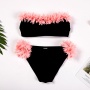Newly premium two piece swimsuit floral swimwear black bikini