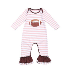 Hot Sale Cute Football Pattern Baby Girls Ruffle Rompers