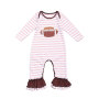Hot Sale Cute Football Pattern Baby Girls Ruffle Rompers