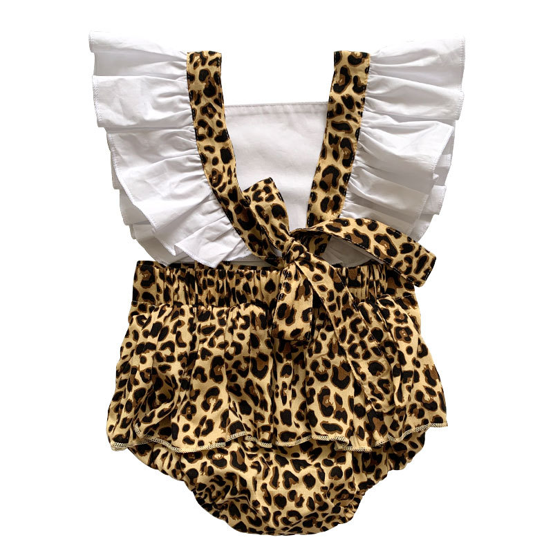 Wholesale Infant  hot sale baby summer clothes short sleeve leopard baby rompers