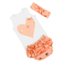 Gold Polka Dots Baby Girl Tee Top Outfit With Ruffle Bloomer And Headband 