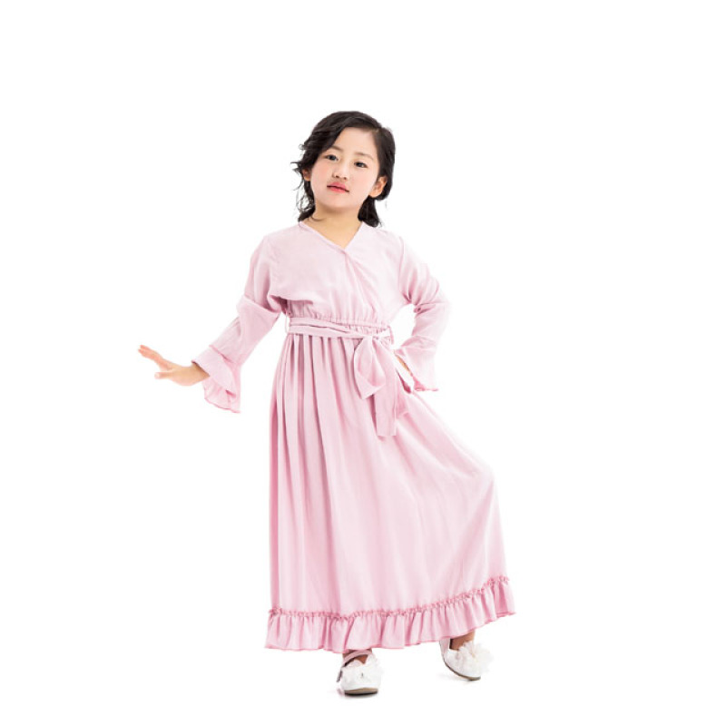 Good Quality Wedding Party Wear  8 years Children V-Neck Girl Maxi Dress