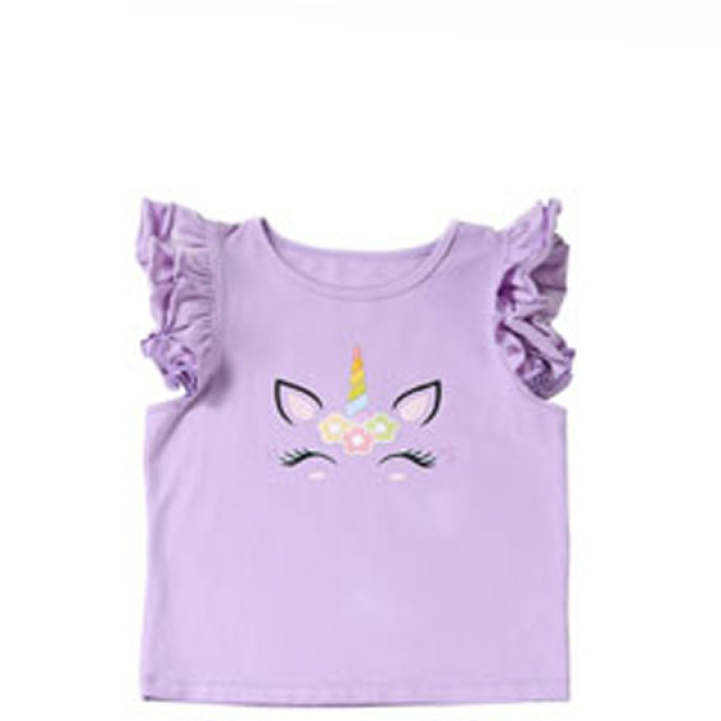 New brand Special Design Unicorn Printed Pink Girls Shirts baby girl shirts