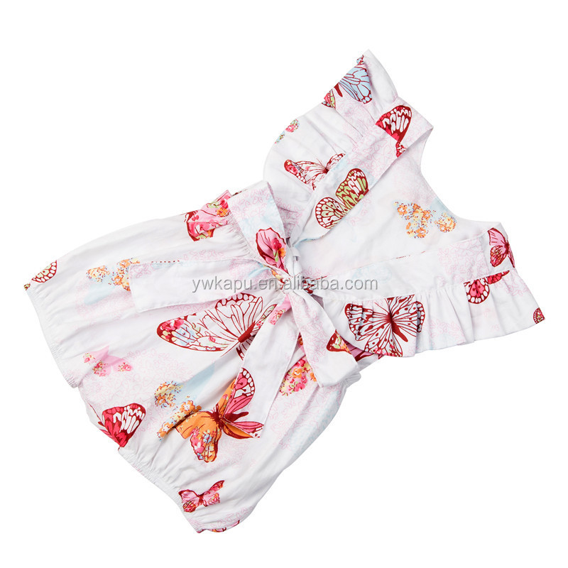Comfortable short sleeve printed cloth fashion boutique big butterfly baby bubble romper