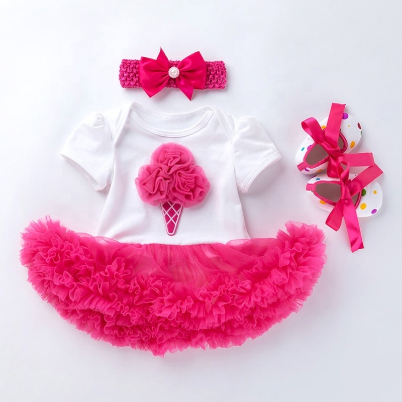 Factory Sale Birthday Smash Cake Baby Romper With Tutu Skirts And Baby Shoes And Hairband 