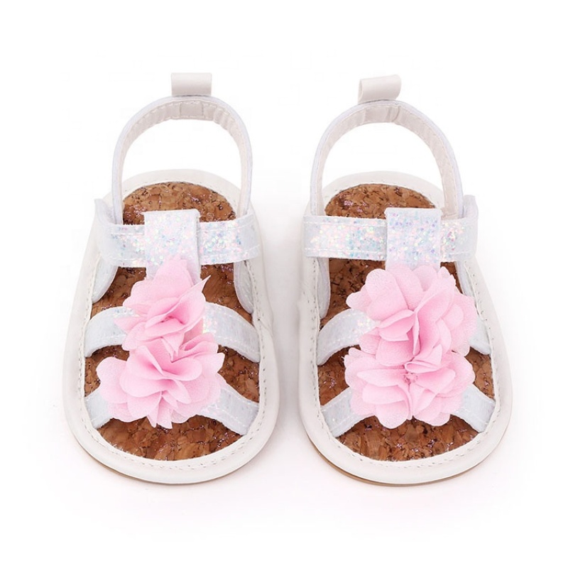 2021 latest designer round toe cork glitter toddler girl sandals