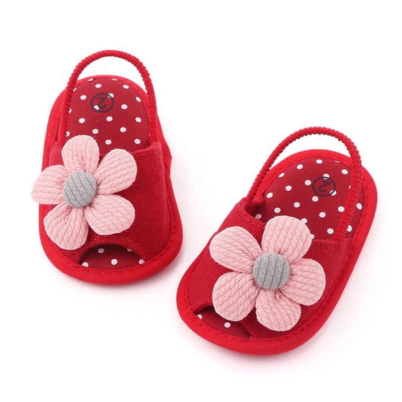 Factory cute trendy fashionations customized slide-on flower baby girl sandals