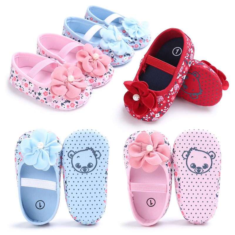 Hot Sale Boutique Cheap Flower Girls Pink Gold White Wedding Flat Shoes for Baby and Kids