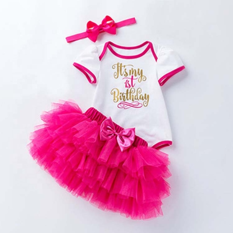 Wholesale Cotton Smash Cake Boutique Baby Romper And Tutu Skirts Set With Headband For Birthday Party 
