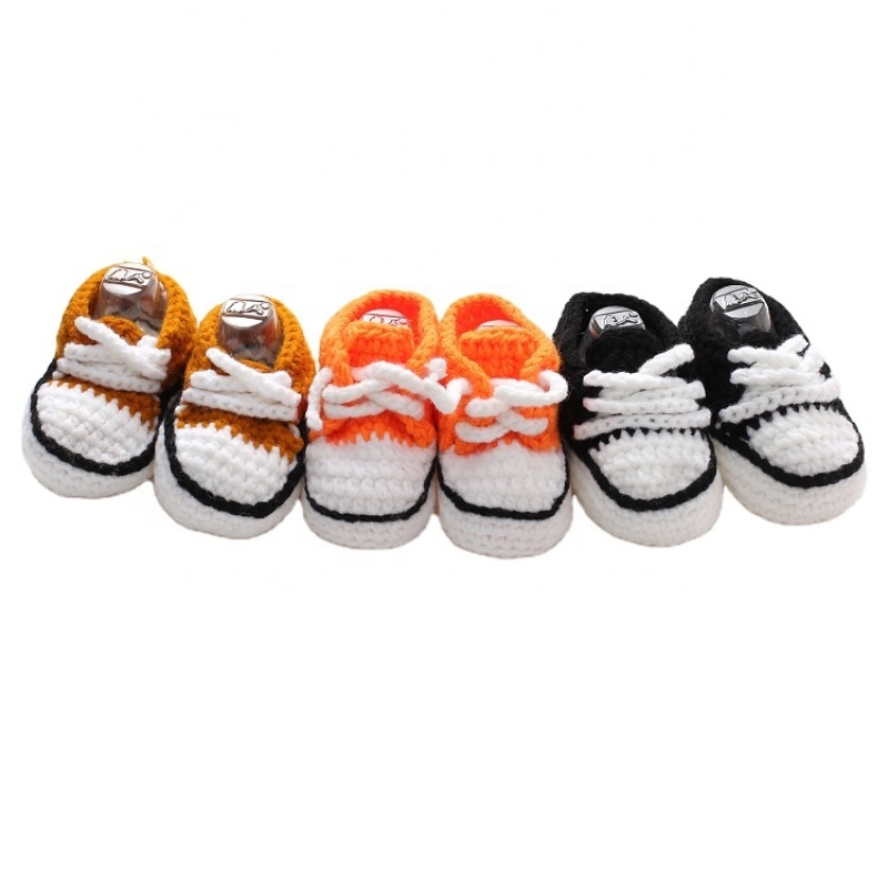 wholesale lovely sneaker pattern handmade crochet baby girl shoes