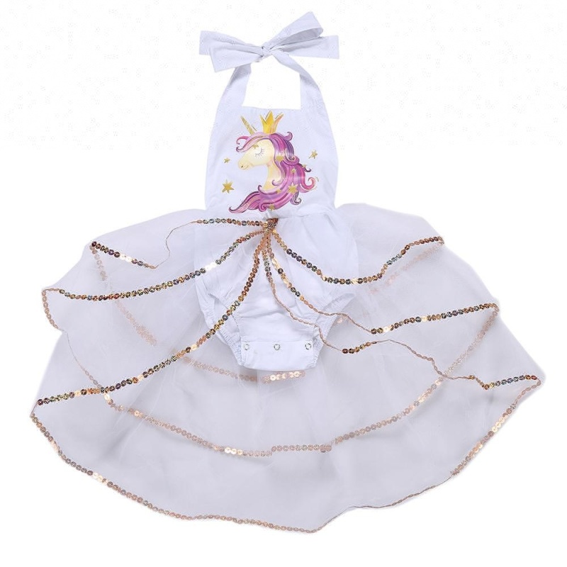 Wholesale Newborn Baby Girl Summer Romper Unicorn Printed Tutu dress