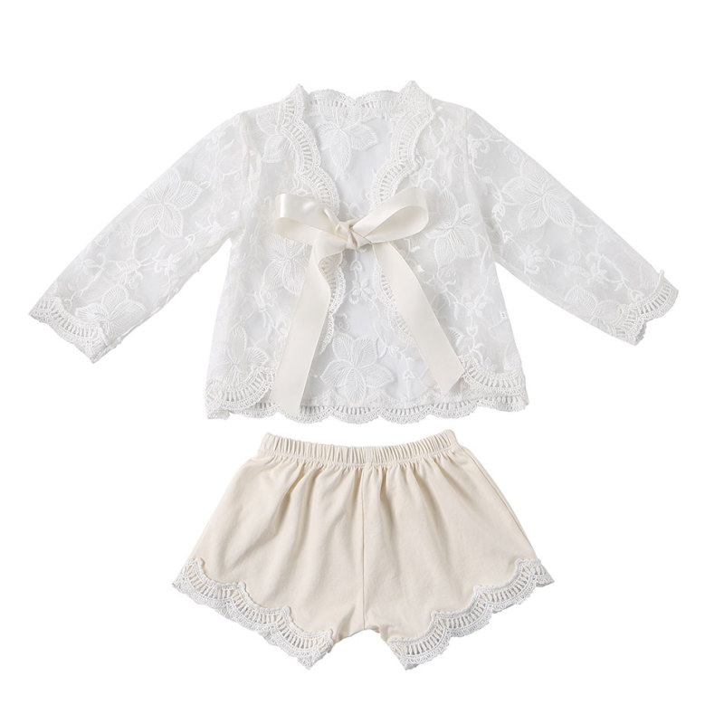 Adoarable Toddler Kids Girls Lace Tops T shirt Flower Shorts Outfits Summer Clothes Set