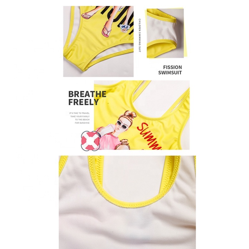 Hot selling 2021 cute yellow bathers swimwear print bikini