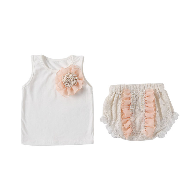 Toddler Kids Baby Girls Clothes set Summer Sleeveless Lace Top and Bloomer Outfit Set 