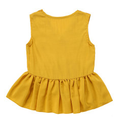Latest yellow rayon sleeveless girls party wear top casual top for girls