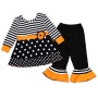 2021 autumn halloween black polka dot stylish dress flared pants toddler girl designer clothing