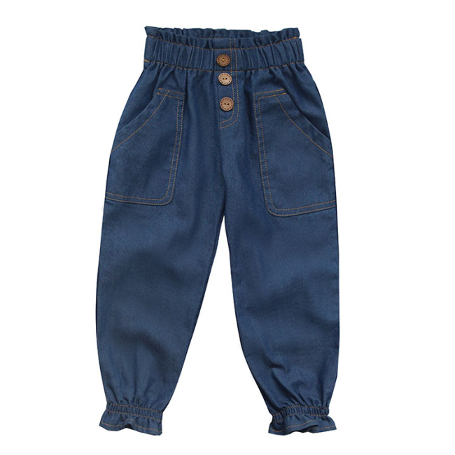 Autumn winter long denim cotton jeans trouser baby girls  pants