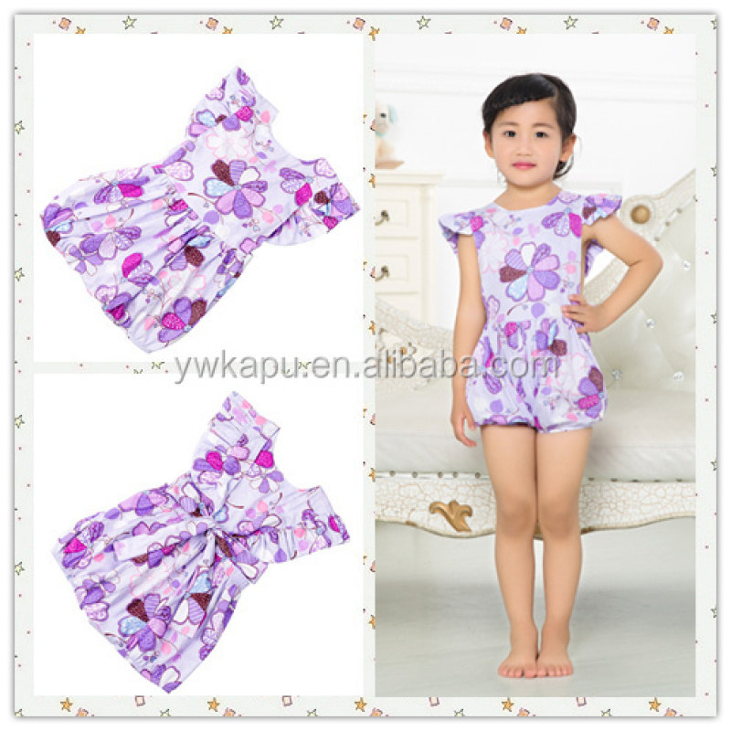 2016 Vintage Floral Baby Romper Set Aqua Floral Girl Bodysuit Summer