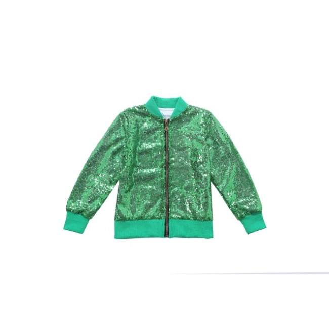 2018 Fall Children Girls Modern Green Sequin Jacket Coats