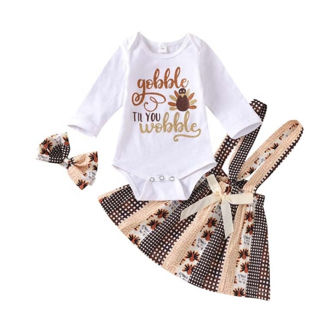 Thanksgiving new design organic baby romper 100% cotton newborn clothes set