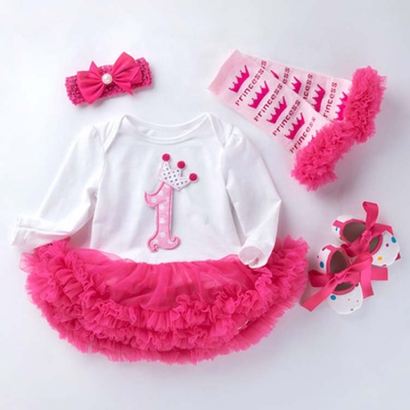 Factory Direct Sale Little Baby Girl Long Sleeve Birthday Clothing Set