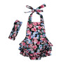 Super Quality Cotton Backless Baby Girls Rompers Flower Printed Halter Kids Rompers With Headband