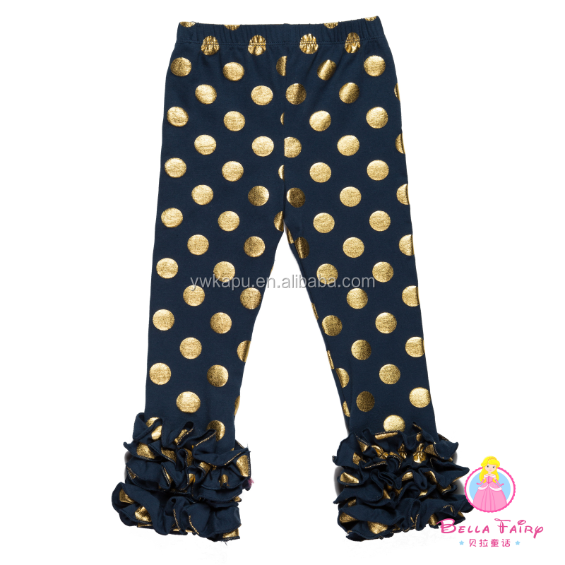 Hot Pink Polka Dot Baby Pants Girls Pants Cotton Girls Solid Color Icing Ruffle Leggings