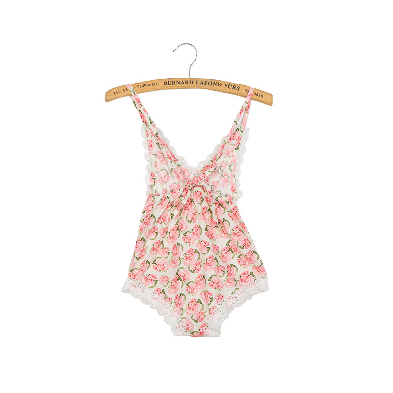 New products 2018 baby clothes vintage lace romper with high quality print