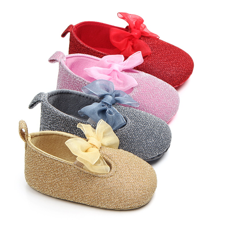 Newborn Baby Moccasin Prewaker Shoes Shiny Princess Toddler Shoes For Girl