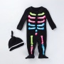 2021 black trendy creative bone halloween skeleton 2 piece set baby jumpsuit