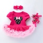 New Arrival Short Sleeve Toddler Birthday Tutu Dress With Baby Shoes And Headband Set