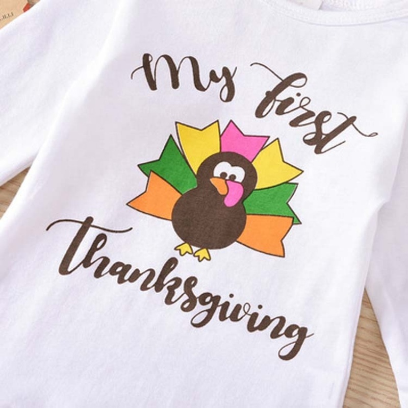 Thanksgiving day baby headband leg warmers long sleeve romper cotton tutu dresses set