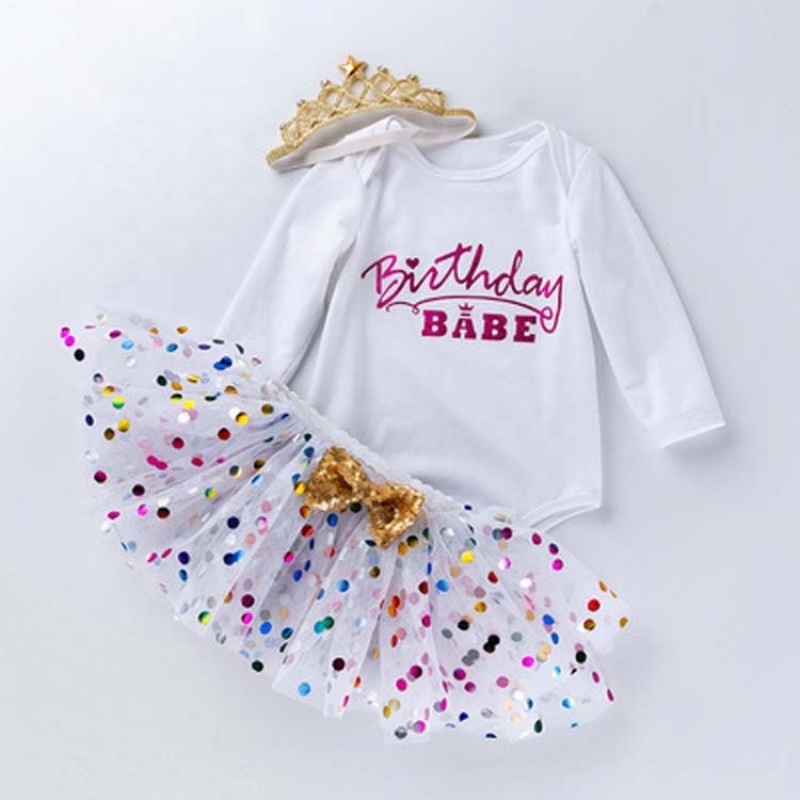Wholesale Boutique Baby Long Sleeve Princess Birthday Dresses With Hair Accessory