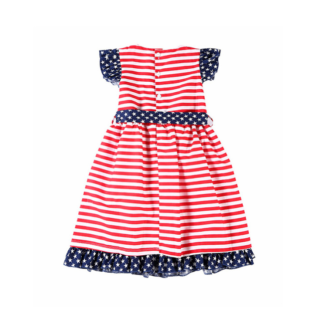 Wholesale Fashion Baby Girls Striped Cotton Ruffle Dresses Gingham Plaid Frocks with Lowest Prices