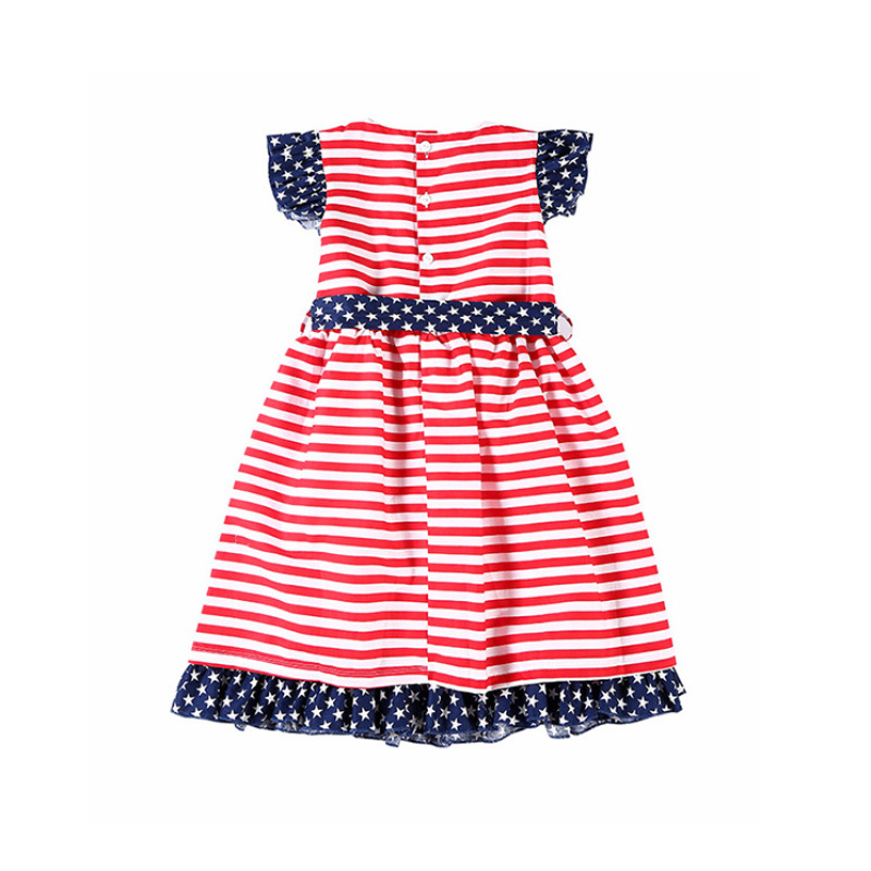 Wholesale Fashion Baby Girls Striped Cotton Ruffle Dresses Gingham Plaid Frocks with Lowest Prices