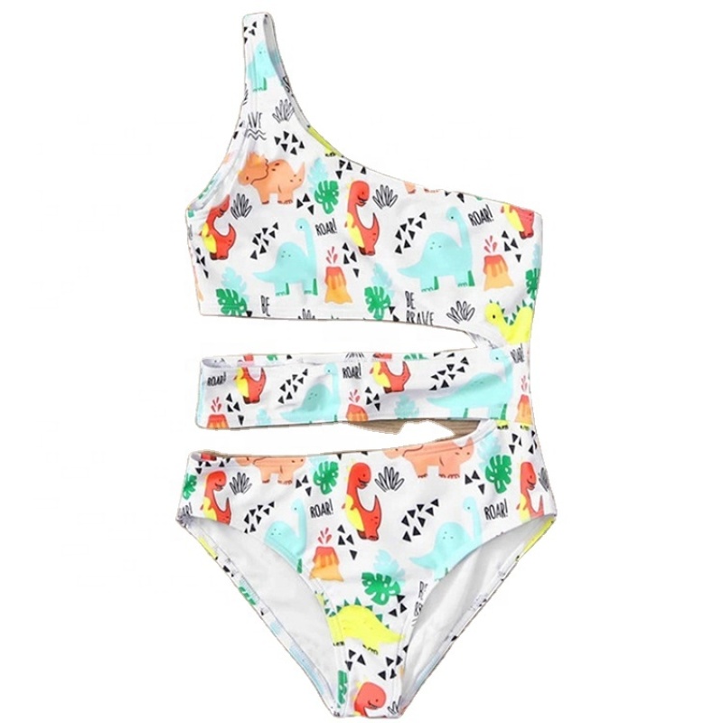 Latest style cartoon one shoulder swimwear strappy bikini